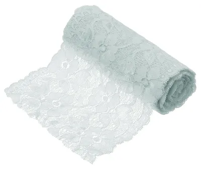 Spitzenband 6,3 cm x 15 m, Blumenmuster, hellgrau, für Basteln & Deko