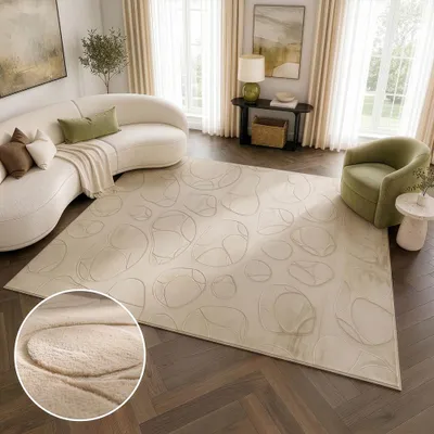 Produktbild von riess-ambiente Teppich LUNA 300x230cm taupe Hochflor Indoor-Teppich mit 3D Hoch-Tief-Effekt