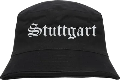 Produktbild von Stuttgart Fischerhut - Altdeutsch - bestickt -  Bucket Hat Anglerhut Hut Schwarz L/XL