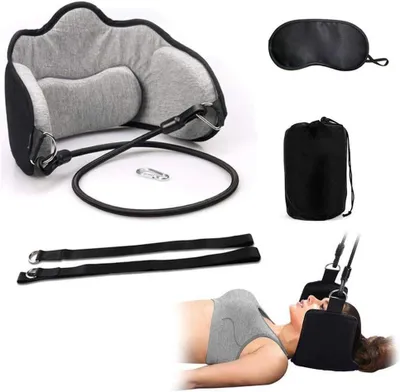 Produktbild von Hängematte für den Nacken, tragbare Halswirbelsäulen-Dehnungsstütze für Nacken und Schultermuskulatur, Nackenmassagegerät mit Memory-Schaum und Augenmaske zur Entspannung