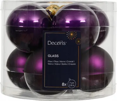 Productafbeelding van Kerstballen glas d7 cm vijg 8 st Decoris