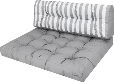 Produktbild von Palettenkissen Set – 120×82 + 120×40 cm – 12 cm dick, wetterfest, beidseitig nutzbar, handgefertigt Gartenkissen | Pillowprim