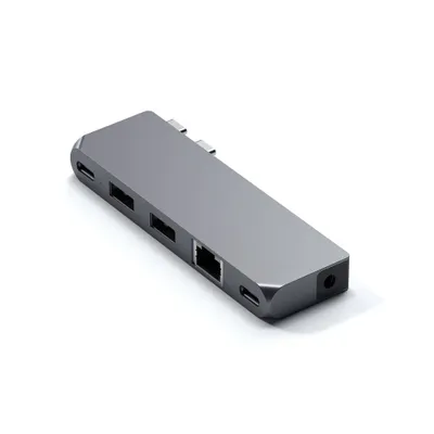 A Satechi Pro Hub Mini in Space Grey is shown against a white background.