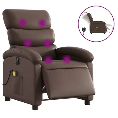 Image de vidaXL Fauteuil de massage électrique brun similicuir