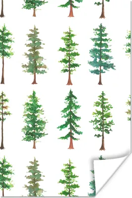 Produktbild von MuchoWow® Poster Aquarell - Tannenbaum - Muster 120x180 cm - Kunstposter