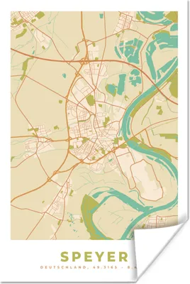 Produktbild von MuchoWow® Poster Jahrgang - Speyer - Stadtplan - Karte 20x30 cm - Papierdruck