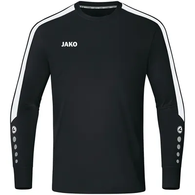 A black long-sleeved sports shirt with white accents.