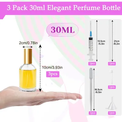 Imagen del producto de Botella pulverizadora de vidrio, 30 ml, paquete de 3 unidades, tamaño pequeño, para cosméticos