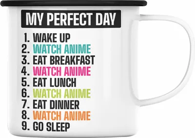 Produktbild von Trendation -  Anime Emaille Tasse Geschenk Spruch Emaille Emaille Tasse Geschenke Deko (Schwarz)
