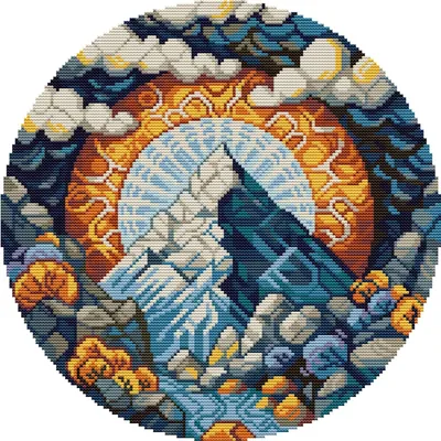Produktbild von HobbyJobby Kreuzstich Stickpackung "Glitzerberg", Zählmuster, 24x24cm