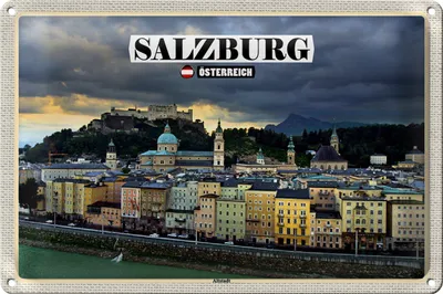 Produktbild von Blechschild Reise Salzburg Österreich Altstadt 40x30cm