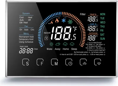 Produktbild von Waermepumpen-Raumthermostat, Temperaturregler, 4,8-Zoll-Farb-LCD-Bildschirm, programmierbare Touch-Steuerung fuer Home-Office-Hotels