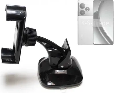 Produktbild von K-S-Trade kompakte Handy-Halterung Windschutzscheibe kompatibel mit Realme GT Neo 6 Armaturenbrett schwarz Autohalterung KFZ Halter Scheiben-Halterung
