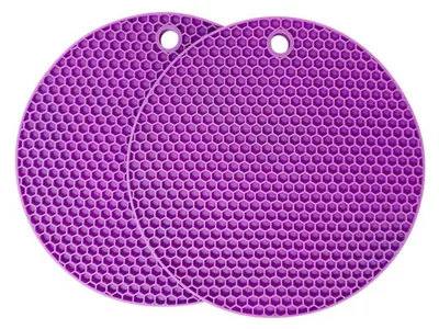 Obrázok produktu pre Silikónové podložky (sada 2 kusov), fialovej farby, odolné voči teplu až do 240°C, protišmykové, vhodné do umývačky riadu