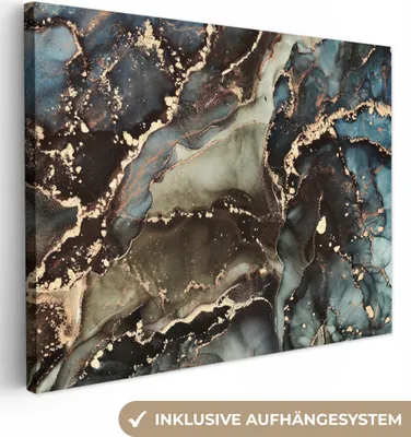 Obrázek produktu pro OneMillionCanvasses® - Plátno - Mramor - Zlatá - Zelená, nástěnná malba, nástěnné dekorace obrazy obývací pokoj, 120x90cm