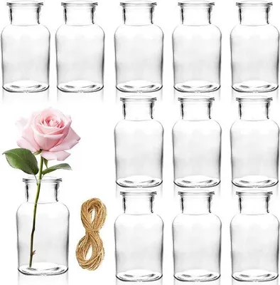 Produktbild von Famanu Mini-Glasvase 12 Stück - Kleine Blumenvasen für Tischdekoration
