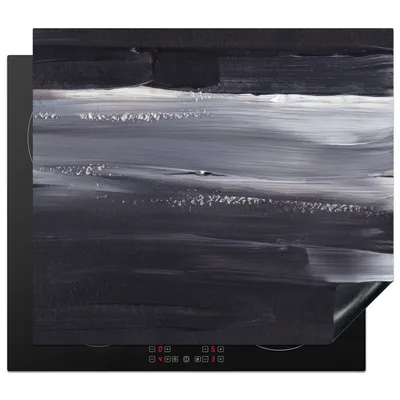 Produktbild von KitchenYeah© Herdabdeckplatte Farbe - Abstrakt - Schwarz , 58x51cm, Küche Deko, Glaskeramikkochfeld Herdabdeckung, Abdeckplatte fùr Kochfeld