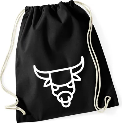 Produktbild von Huuraa Turnbeutel Stier Sternzeichen Symbol 12 Liter Black Baumwolle Rucksack Geschenkidee
