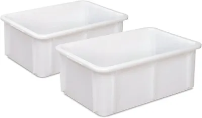 Productafbeelding van Opslagcontainers - Voorraadbakken Kunststof bakken - Voedsel opslaan - Voedselveilig en hygiënisch - 600x400x215 mm - Wit