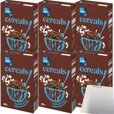 Produktbild von Kölln Cereals Risps Schoko 6er Pack (6x375g Packung) + usy Block