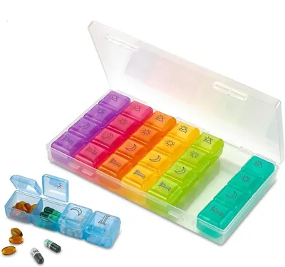 Produktbild von Wöchentlicher Tablettenorganizer mit 28 Fächern für Medikamente