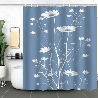 Obrázok produktu pre Záves do sprchy, modrej farby, 150 x 180 cm, s 12 krúžkami