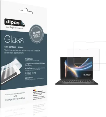 Produktbild von 2x Schutzfolie für MSI Prestige 14 Flip AI Plus matt - Anti-Shock 9H Folie dipos Glass Kunststoffglas