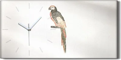 Produktbild von Dekor Leinwand Uhr Wandbilder 60x30 Zeichnung Tier Vogel Papagei Zweig - weiße Hände
