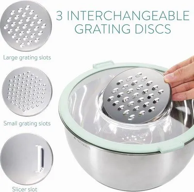 Produktbild von Famanu Salatschüsseln aus Edelstahl mit luftdichtem Deckel - 3-teilig