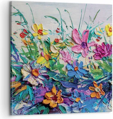Produktbild von Bild auf Leinwand - Leinwandbild - Einteilig - Blumen die Farben pastos - 60x60cm - Wand Bild - Wanddeko - Wandbilder - Leinwanddruck - Bilder - Wanddekoration - Leinwand bilder - AC60x60-4521