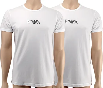 Produktbild von Emporio Armani Herren T-Shirts Kurzarm Crew-Neck Baumwolle Stretch 111267-CC715 2er Pack,L, 04710 Weiß