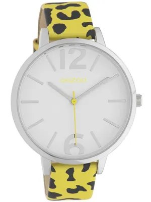 Produktbild von Oozoo Damen Lederarmband Uhr Timepieces gelb schwarz Analog Quarzuhr UOC10208