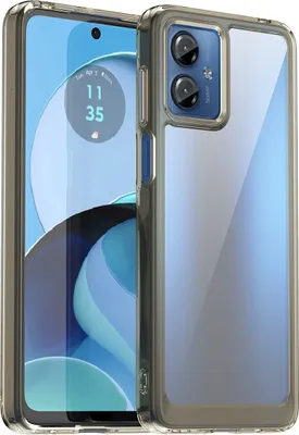 Produktbild von Schutzhülle für Motorola Moto G14 Klar Rückseite Stoßfeste TPU Silikon Bumper Hülle Grau