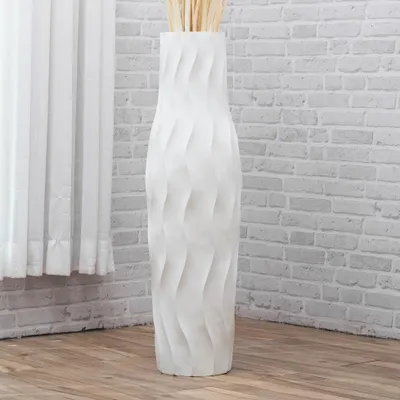 Produktbild von Leewadee Hohe Bodenvase 85 cm aus Mangoholz in weiß