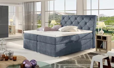 Produktbild von NABBI Gepolstert Doppelbett mit Stauraum Benet 160 - Blau