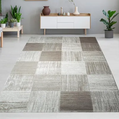 Immagine prodotto di Tappeto di design con moderno motivo a quadri Beige Crema Dimensioni - 120 x 170 cm