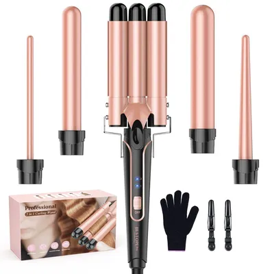 Produktbild von BESTOPE PRO Lockenstab Lockenstäbe 3 Fässer Welleneisen 5 in 1– Lockenstab Set 3