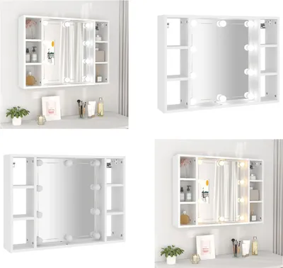 Produktbild von vidaXL Spiegelschrank mit LED Weiß 76x15x55 cm - Spiegelschrank - Spiegelschränke - LED-Spiegelschrank - Spiegelschrank Bad