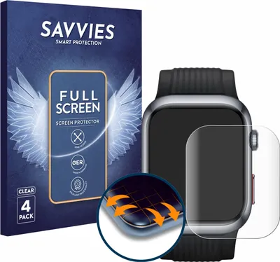 Produktbild von 4x Savvies Fullscreen Schutzfolie für Huawei Watch D2 Displayschutz Folie Fullcover Klar Transparent