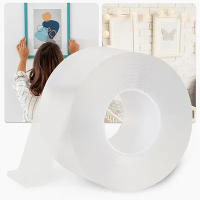 Produktbild von Doppelseitiges Nano-Klebeband Transparent (5m x 30mm): Starke 110g/cm² Haltekraft, Wiederverwendbar, spurlos ablösbar, KI-generiertes Bild