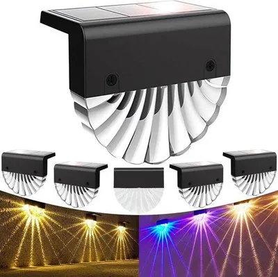 Image de Éclairage de jardin à énergie solaire - Lot de 6 lampes de jardin LED à 2 modes (blanc chaud/couleur) et appliques murales pour l'extérieur et les clôtures de jardin - étanches, décoratives et économes en énergie