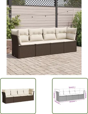 Produktbild von The Living Store 4-tlg. Garten-Sofagarnitur mit Kissen Braun Poly Rattan