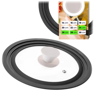 Produktbild von KADAX Universaldeckel 24/26/28 cm, Universal Deckel für Töpfe & Pfannen, Pfannendeckel, Glasdeckel mit Silikonrand und Dampfloch, Topfdeckel (Beige)