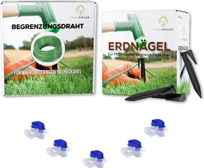 Obrázek produktu pro Instalační sada robotické sekačky MOWHOUSE - S - (50 m obvodového drátu, 100x zemnící kolíky, 5 kabelových konektorů)