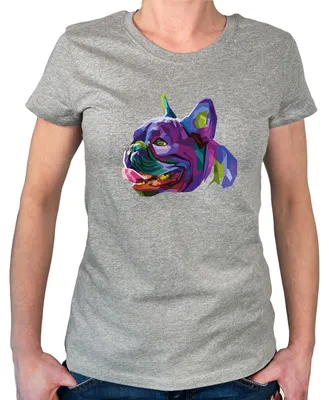 Produktbild von Huuraa Damen T-Shirt Mops Colorful XXL Sport Grey Bio Baumwolle Fairtrade Damenshirt Geschenkidee