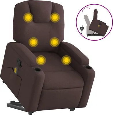 Produktbild von vidaXL Massagesessel mit Aufstehhilfe Dunkelbraun Stoff