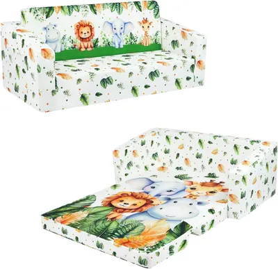 Immagine prodotto di Divano pieghevole per bambini, 2-in-1 (divano e letto), con doppio posto, dimensioni 120x60 cm, ideale per la cameretta
