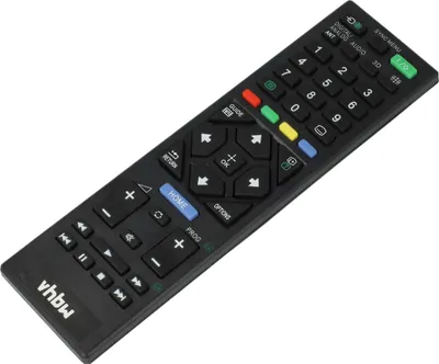 A black remote control is shown against a white background.