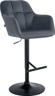 Produktbild von CLP Barhocker Natoma Samt I 360° Drehbar, Metallgestell Mit Fußstütze dunkelgrau Material Gestell Metall matt schwarz