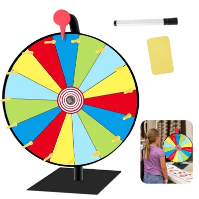 Image de Roue de la fortune de 12 pouces à faire tourner, roue de la fortune de table pour jeux de loterie Wheel of Fortune colorée, roue des prix avec accessoires complets, pour jeux de mots publicitaires φ30cm